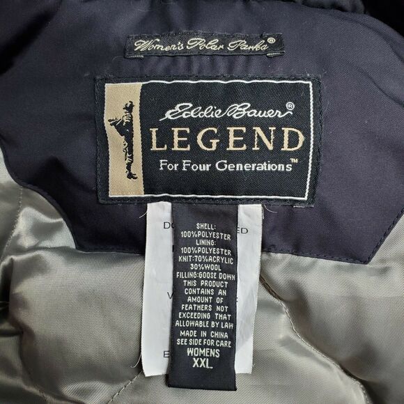 Eddie Bauer Womens Polar Parka Coat Down Filled Hooded Black Size XXL - Picture 3 of 3